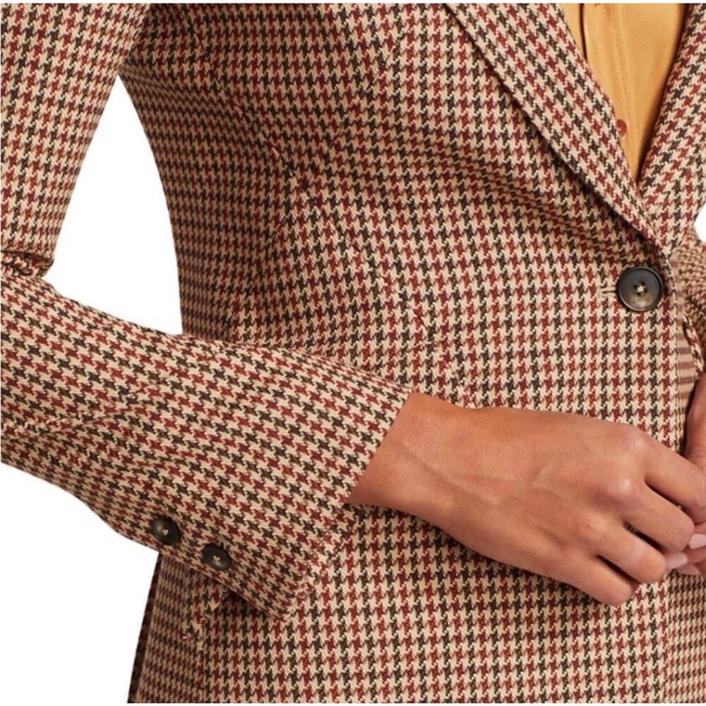L'agence Chamberlain Tailored Blazer Tan Brown Preppy Plaid Jacket Size 8 NWT - Picture 10 of 15